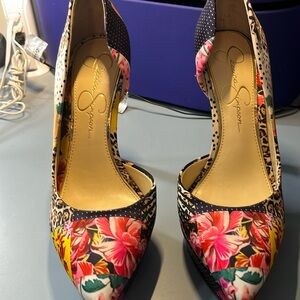Jessica Simpson floral platfor heels